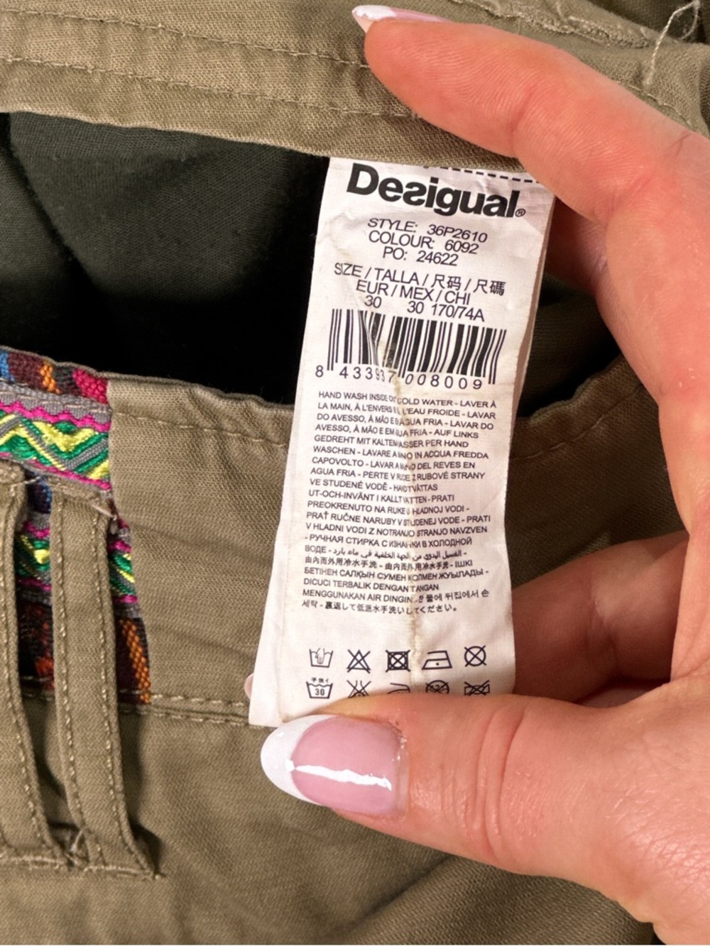 Desigual Drop Crotch Sequin Patchwork Boho Pants Size 30 - Picture 13 of 16